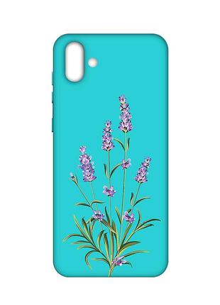 Матовый бирюзовый чехол на samsung galaxy a04 :: веточки лаванды (принт 266)
