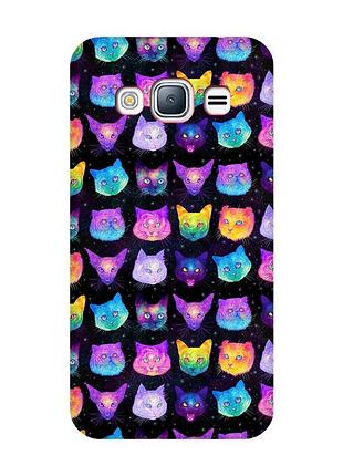 Матовий чохол з червоними боками на samsung galaxy j3 / j310 :: котики фон (принт 362)