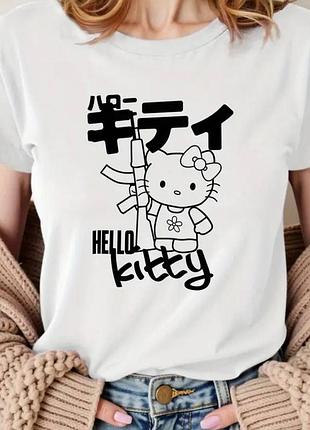 Жіноча футболка loys з принтом hello kitty ( футболка loys жіноча хеллоу кітті ) білий m