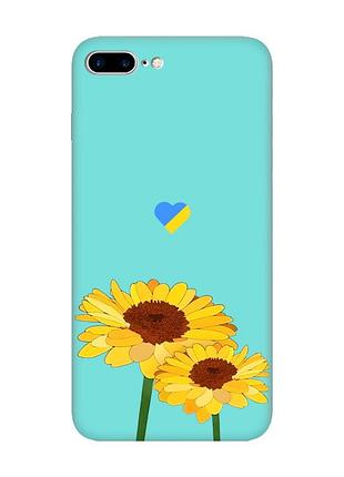 Матовий бірюзовий чохол на apple iphone 7 plus / iphone 8 plus :: жовті квіти (принт 364)