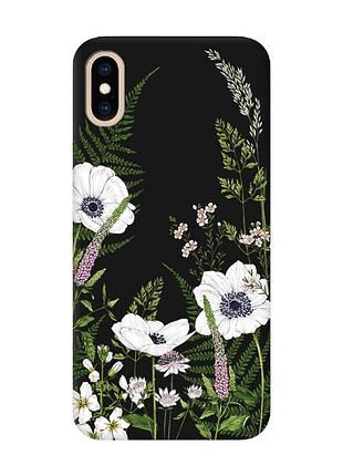 Матовий чорний чохол на iphone xs max :: квіти польові (принт 363)