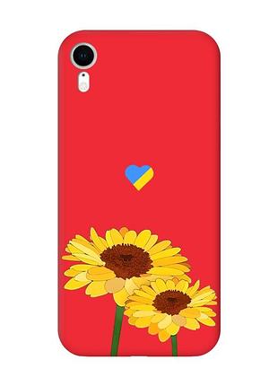 Матовий червоний чохол на apple iphone xr :: жовті квіти (принт 364)
