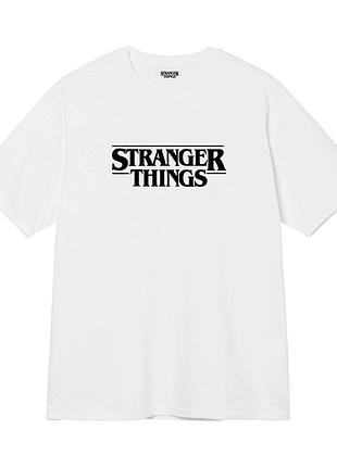Біла футболка loys stranger things black logo футболки дуже дивні справи унісекс m