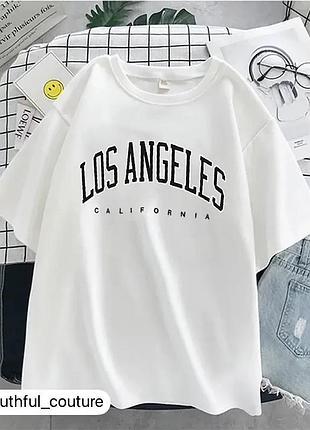 Стильная женская оверсайз футболка loys с принтом los angeles белый l