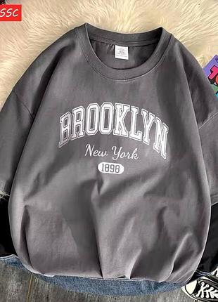 Стильна жіноча оверсайз футболка loys brooklyn new york цемент l
