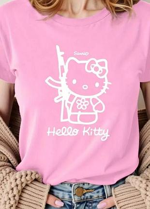 Женская футболка loys с принтом hello kitty (футболка loys женская хеллоу котти ) розовый s