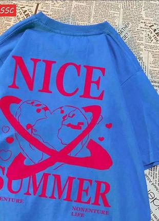 Женская футболка loys с принтом nice summer синий xl