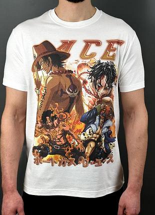 Футболка loys з принтом аніме one piece - portgas d. ace білий xl