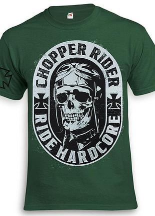 Футболка loys chopper rider череп с мальтийским крестом болотный xs