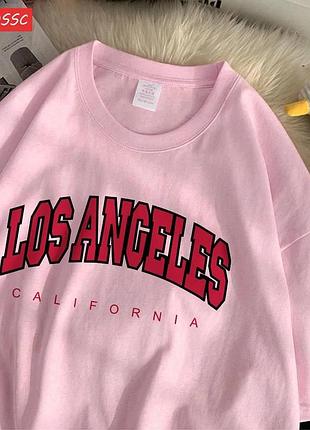 Жіночий оверсайз футболка loys los angeles рожевий xxl