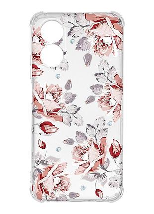 Чехол с утолщёнными углами на oppo a17 :: фон розы (принт 273)
