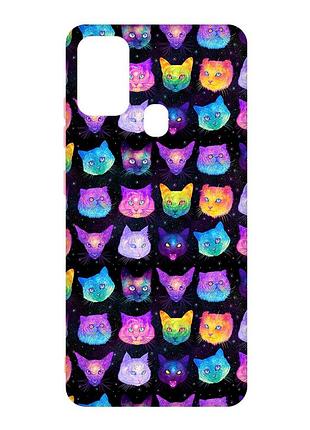 Матовый чехол с розовыми боками на samsung galaxy m30s/m21 :: кошки фон (принт 362)