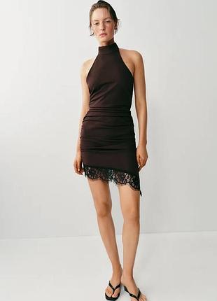 Сукня жіноча коричнева драпована zara new