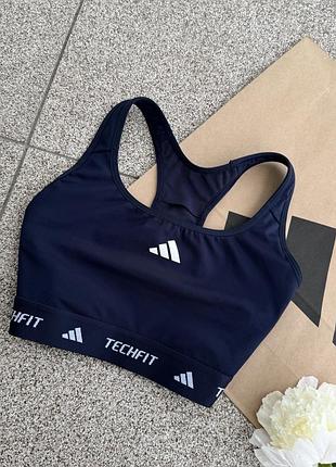 Топ спортивний adidas techfit темно-синій бра для спорту