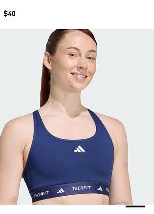 Топ спортивний adidas techfit темно-синій бра для спорту