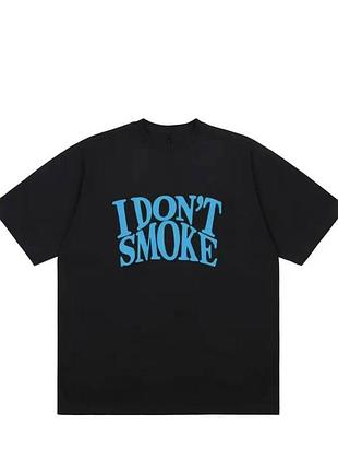 Чоловіча оверсайз футболка loys з принтом i dont smoke чорний xs