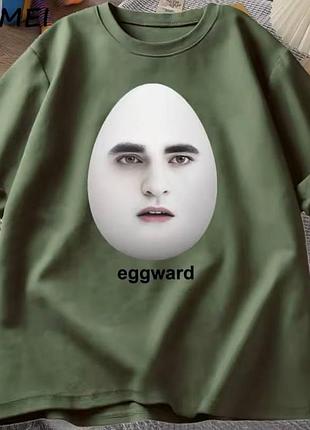 Жіночий оверсайз футболка loys з принтом eggward оливковий xs
