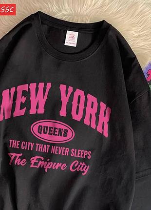 Жіночий оверсайз футболка loys new york чорний m