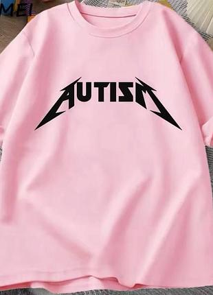 Жіночий оверсайз футболка loys з принтом autism рожевий xs