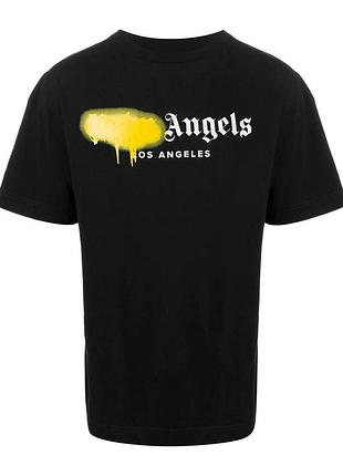 Футболка чёрная palm angels yelloy spray • палм анджелс футболка s