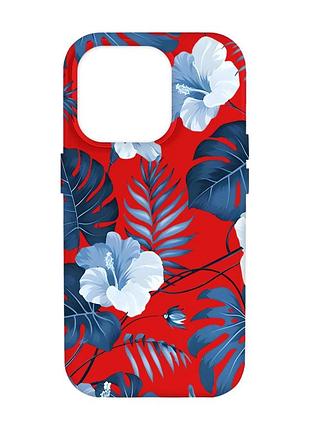 Матовый красный чехол на apple iphone 14 pro max :: тропики (принт 373)