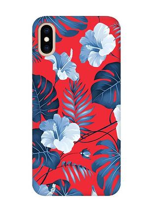 Матовий червоний чохол на iphone xs max :: тропіки (принт 373)