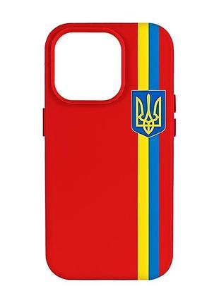 Матовый красный чехол на apple iphone 14 pro max :: лента украина (патриотический принт 253)