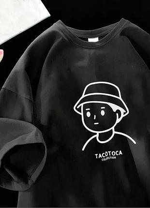 Жіноча стильна футболка loys з принтом tacotcoca чорний xl
