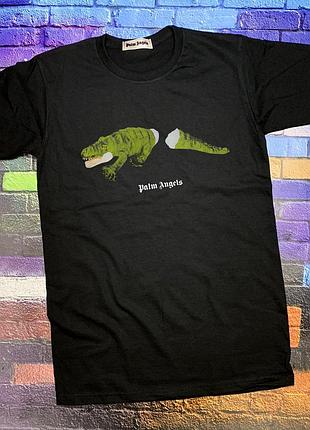 Футболка чорна palm crocodile • палм анджелс футболка xxl