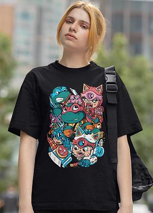 Футболка loys teenage mutant ninja turtles (samurai pizza cats) черный xl