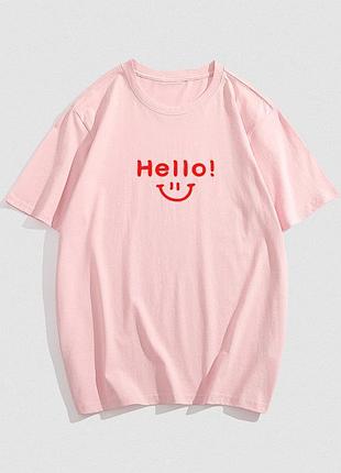 Жіноча стильна оверсайз футболка loys hello розовий xs