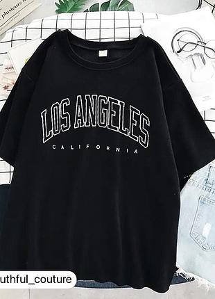 Жіноча стильна оверсайз футболка loys з принтом los angeles чорний m