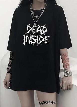 Стильна жіноча оверсайз футболка loys dead inside харадзюку y2k чорний xxl