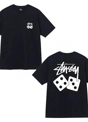 Черная футболка loys stussy pair of dice logo унисекс футболки стасси стусси кубики xl