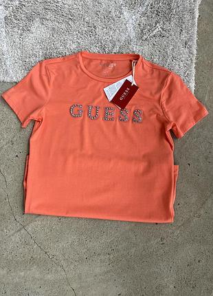 Жіноча футболка guess , коралова футболка