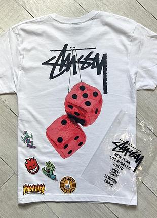 Футболка біла loys stussy diced стуссі люкс m