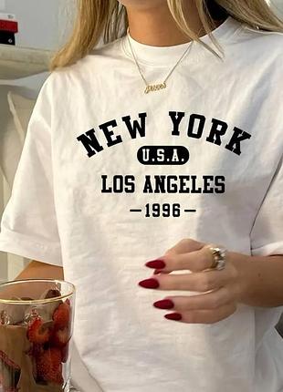 Жіноча стильна футболка loys з принтом new york usa білий xl