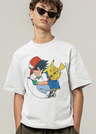 Футболка loys унисекс pockemon (ash ketchum and pikachu wht) белый xs