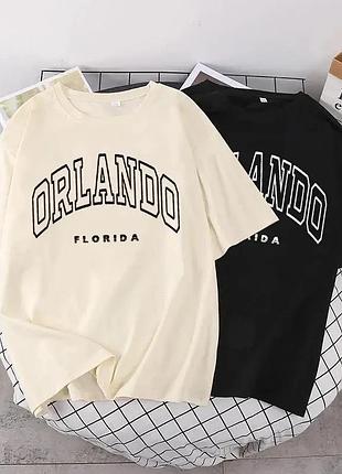 Жіноча стильна оверсайз футболка loys orlando florida бежевий xs