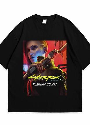 Футболка loys з принтом cyberpunk 2077 phantom liberty киберпанк 2077 фантомная свобода чорний xxl