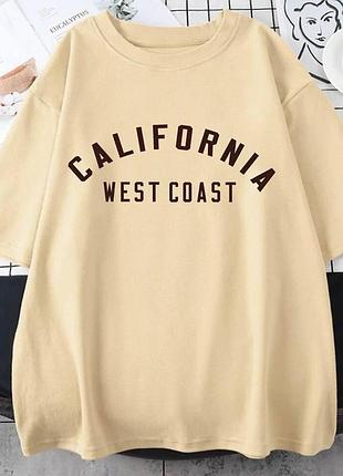 Футболка loys жіноча з принтом california каліфорнія бежевий xs