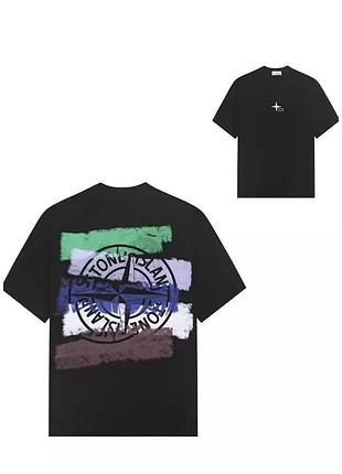 Футболка loys stone island стон айленд черная новый качественный материал 100% хлопок xs
