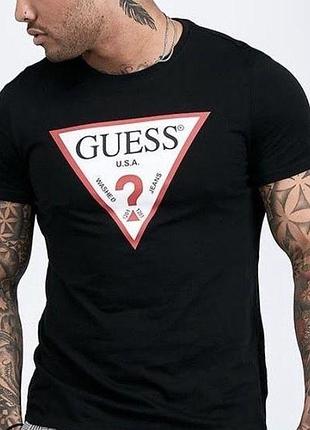 Футболка loys guess гесс черная новый стильный дизайн 100% хлопок отличное качество xs