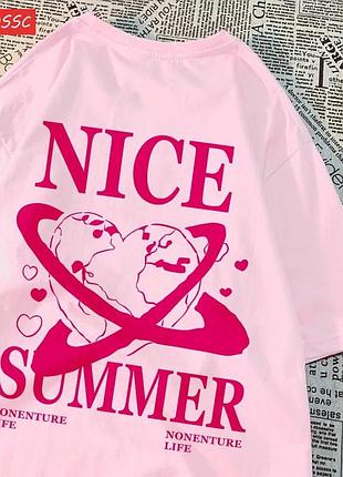 Жіноча футболка loys з принтом nice summer рожевий m