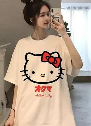 Жіноча футболка loys з принтом hello kitty ( футболка loys жіноча хеллоу кітті ) білий xl