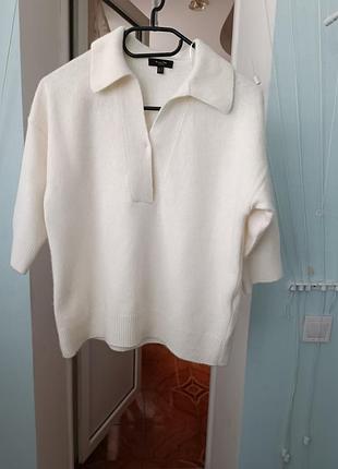 Белый джемпер с коротким рукавом massimo dutti р.s