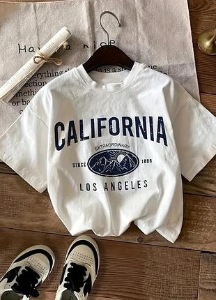Женская стильная оверсайз футболка loys california los angeles белый l