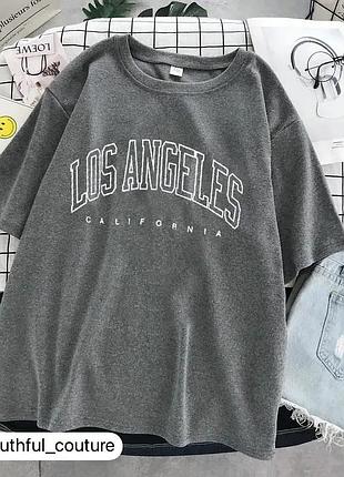 Жіноча стильна футболка loys з принтом los angeles сірий xl