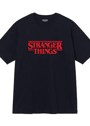 Чорна футболка loys stranger things logo чорні футболки дуже дивні справи унісекс s