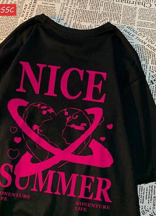 Жіноча футболка loys з принтом nice summer чорний xxl